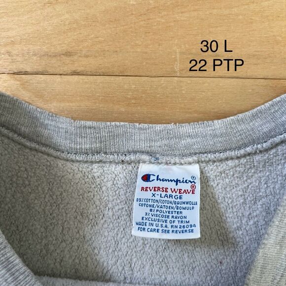 Vintage Central Michigan Sweatshirt XL Gray 90s Champion Reverse Weave Pullover - Picture 8 of 10